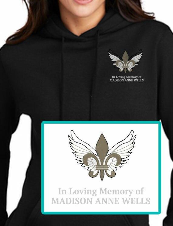 Fleur Di Lis Embroidery Fleece Hooded Memorial Sweatshirt (Ladies-Men) - Celebrate Prints