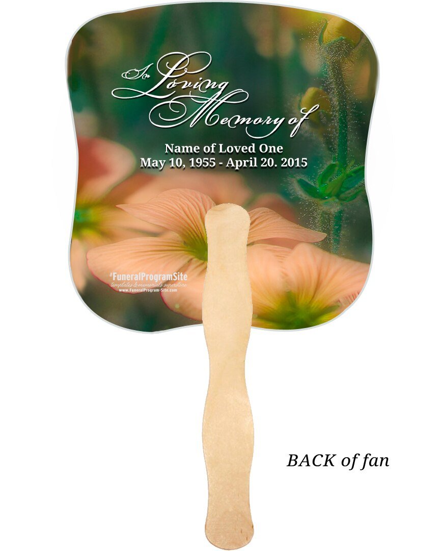 Floral Memorial Fan With Wooden Handle (Pack Of 10) - Celebrate Prints