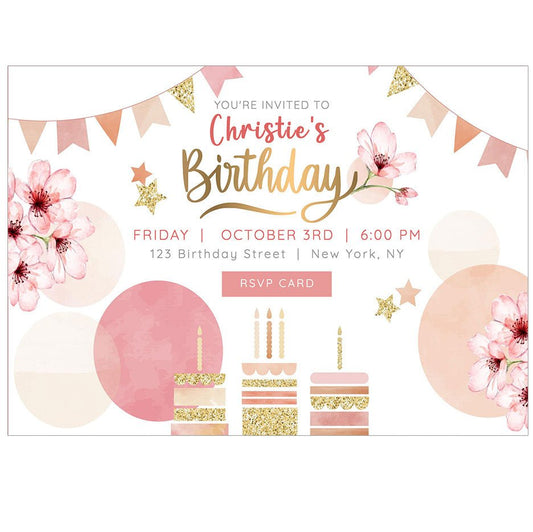 Florals Birthday Invitation Template - Celebrate Prints