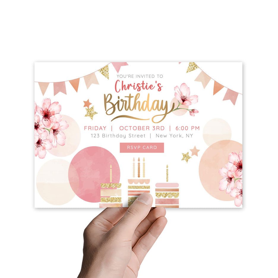 Florals Birthday Invitation Template - Celebrate Prints