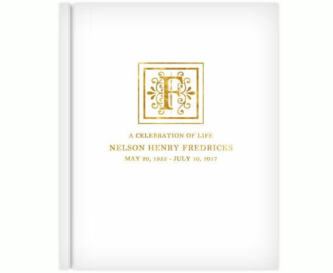 Flourish Foil Stamped Portrait Funeral Guest Book - Celebrate Prints