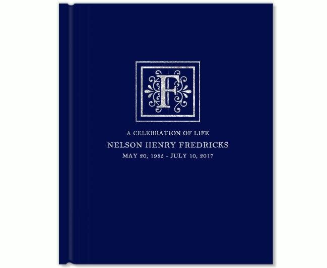 Flourish Foil Stamped Portrait Funeral Guest Book - Celebrate Prints