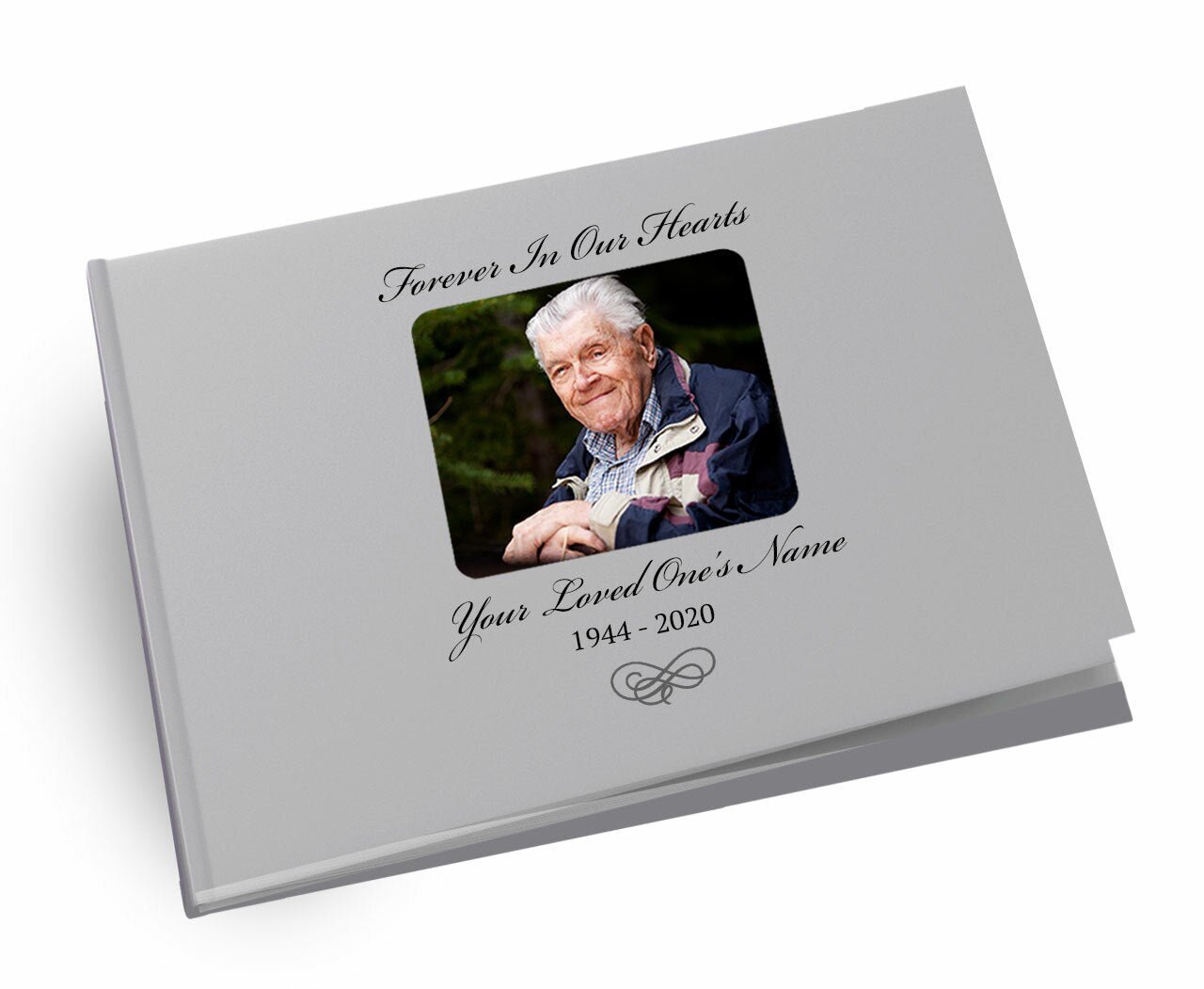 Flourish Linen Landscape Funeral Guest Book - Celebrate Prints