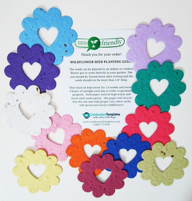 Flower Heart Plantable Seed Paper Shapes (Set of 12 Colors) - Celebrate Prints