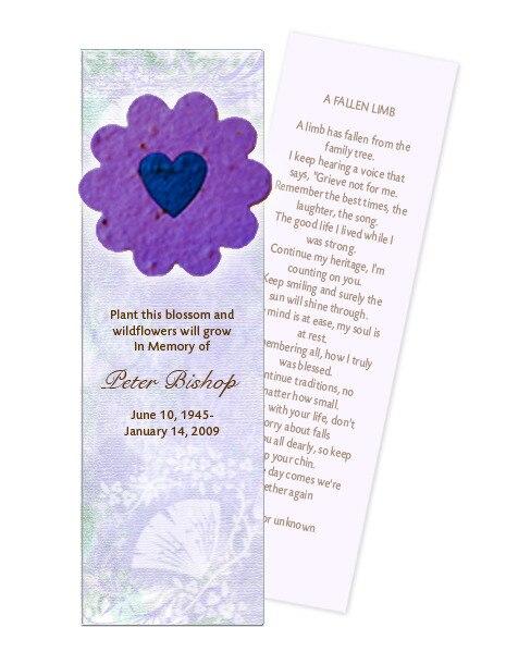 Flower Plantable Memorial Bookmark (Pack of 12) - Celebrate Prints