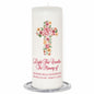 Flowers Cross Personalized Wax Pillar Memorial Candle - Celebrate Prints