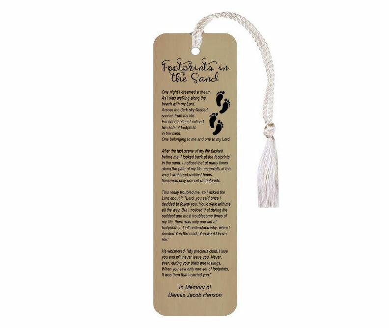 Memorial Bookmark Leatherette - Footprints In The Sand – Celebrate Prints memorial-bookmark-leatherette-footprints-in-the-sand-celebrate-prints