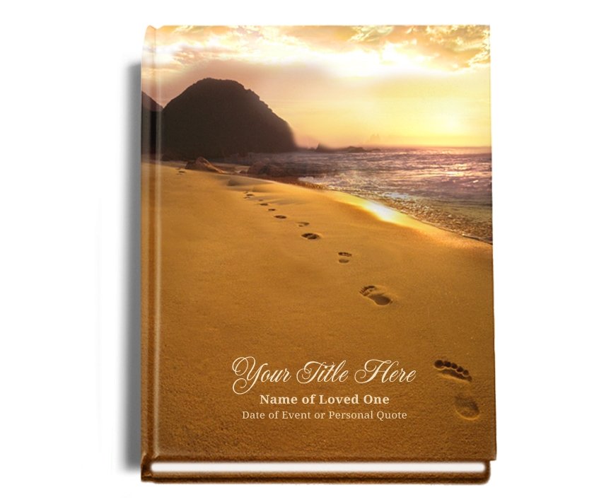 Footprints Perfect Bind Memorial Funeral Guest Book - Celebrate Prints