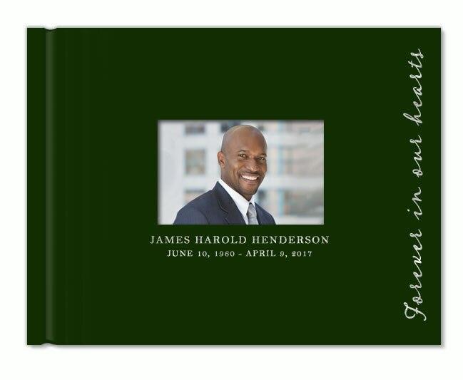 Forever Foil Stamped Landscape Funeral Guest Book With Photo - Celebrate Prints