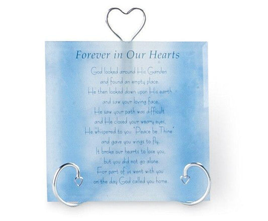 Forever In Our Heart Glass Memorial Plaque - Celebrate Prints