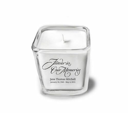 Forever In Our Memories Glass Cube Memorial Candle - Celebrate Prints