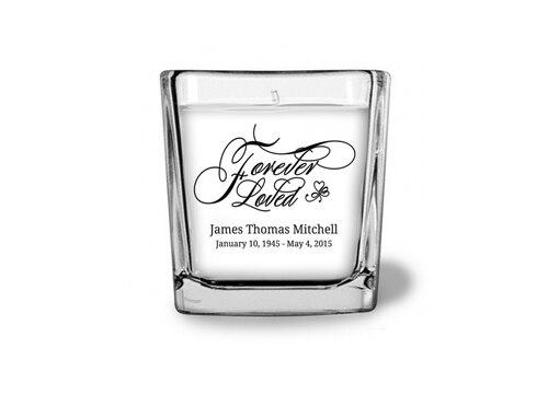 Forever Loved Glass Cube Memorial Candle - Celebrate Prints