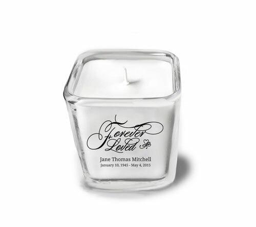 Forever Loved Glass Cube Memorial Candle - Celebrate Prints
