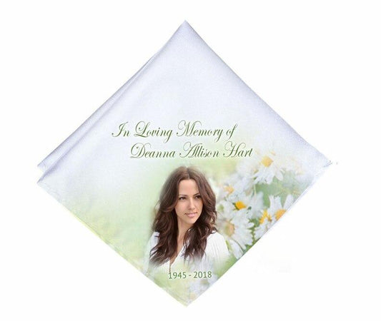 Fresh Daisies Personalized Memorial Handkerchief - Celebrate Prints