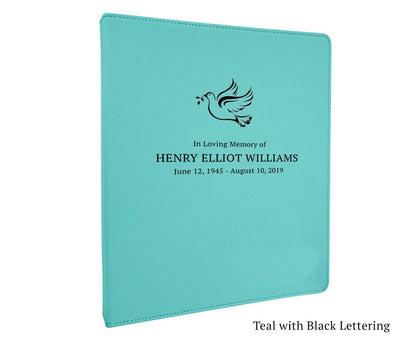 Funeral Guest Book Binder Leatherette Suede Dove of Peace - Celebrate Prints