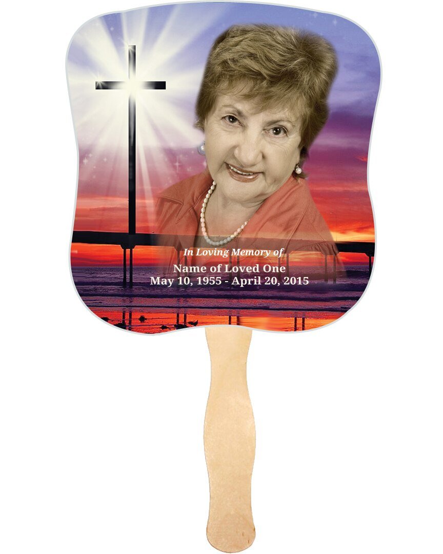 Glorify Memorial Fan With Wooden Handle (Pack Of 10) - Celebrate Prints