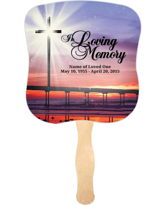 Glorify Memorial Fan With Wooden Handle (Pack Of 10) - Celebrate Prints