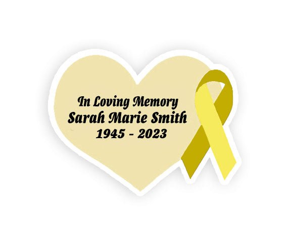 Gold Cancer Ribbon Heart Pin - Pack of 10 - Celebrate Prints