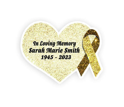 Gold Cancer Ribbon Heart Pin - Pack of 10 - Celebrate Prints
