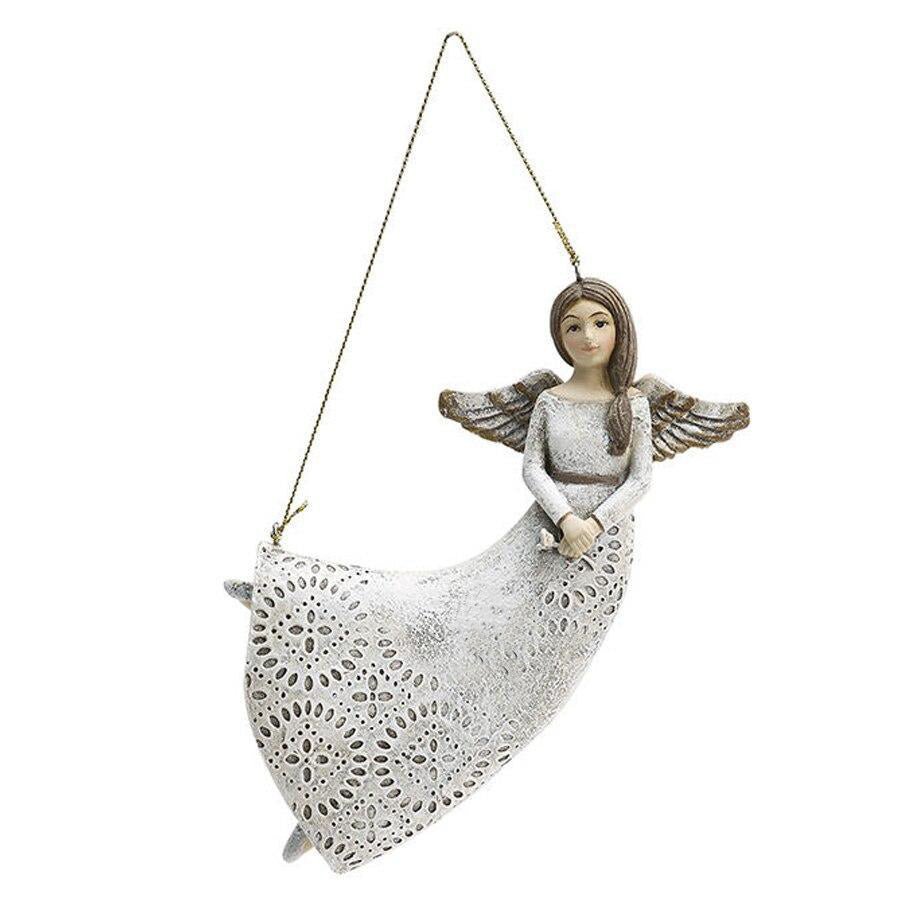 Hanging In Loving Memory Angel With Clasp Hand Figurine - Celebrate Prints