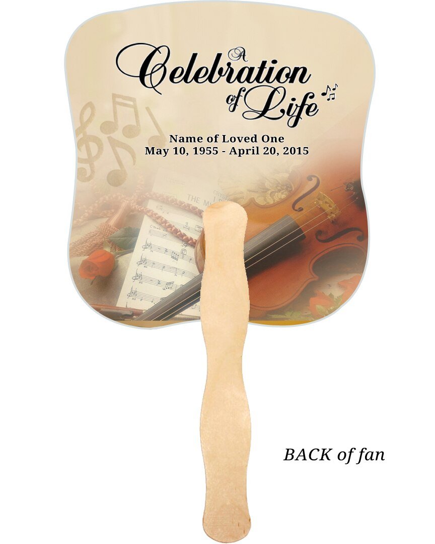 Harmony Memorial Fan With Wooden Handle (Pack Of 10) - Celebrate Prints