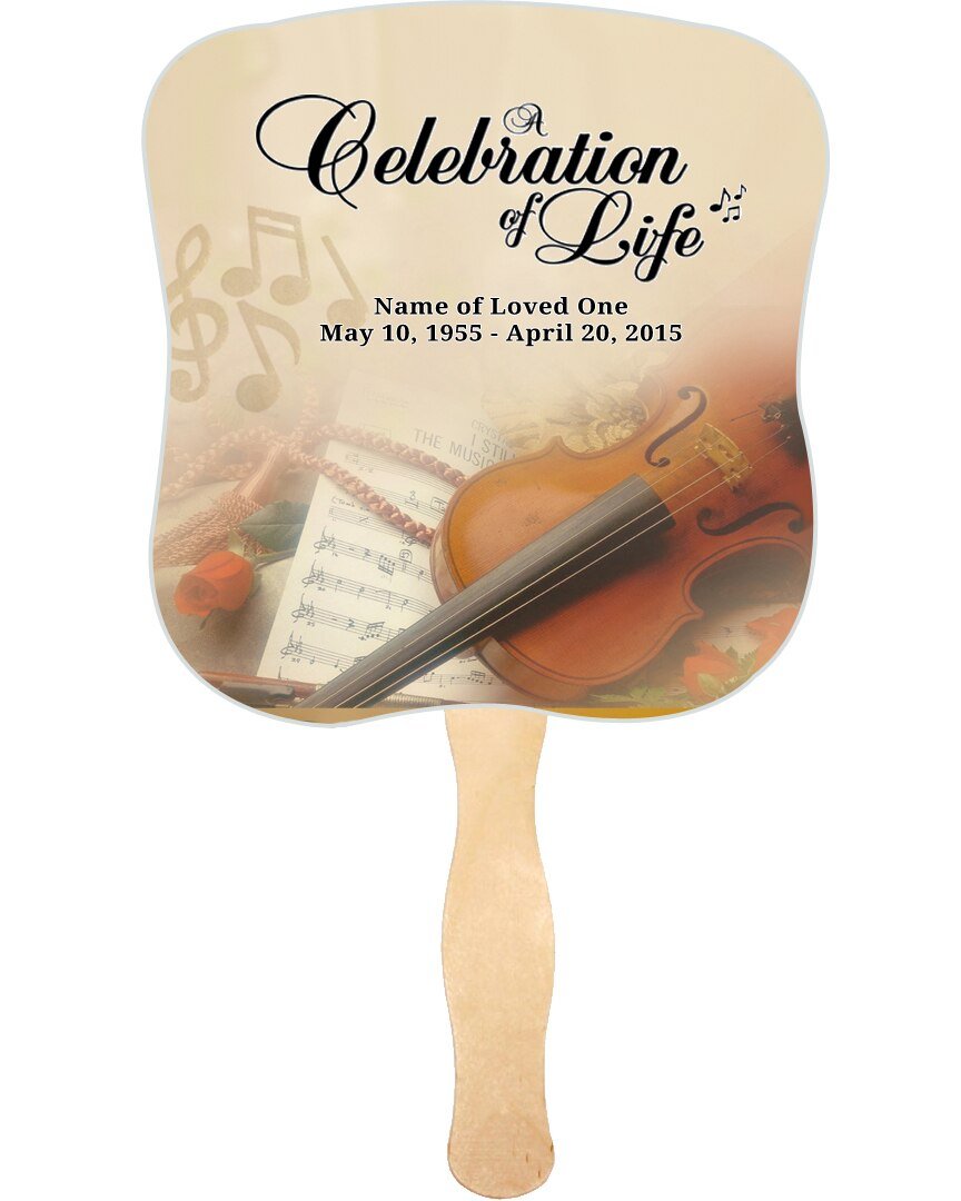 Harmony Memorial Fan With Wooden Handle (Pack Of 10) - Celebrate Prints
