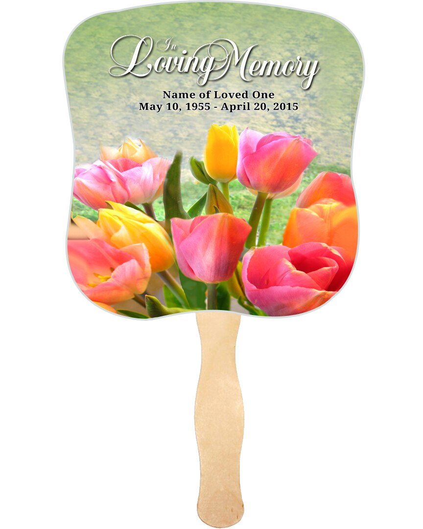 Harvest Memorial Fan With Wooden Handle (Pack Of 10) - Celebrate Prints