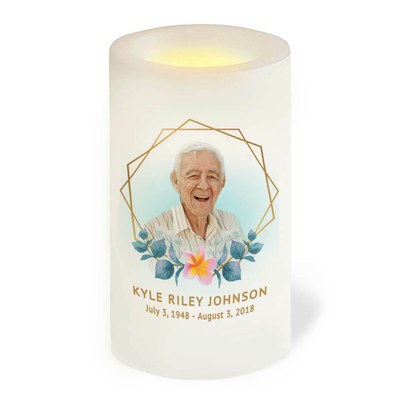 Hexagon Personalized Flameless LED Memorial Candle - Celebrate Prints