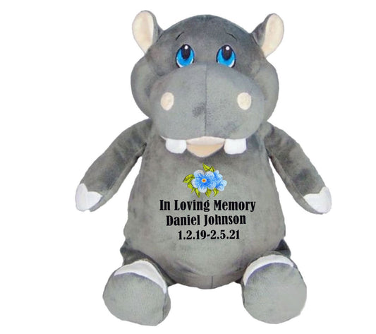 Hippo Memorial Stuffed Animal Urn - Celebrate Prints