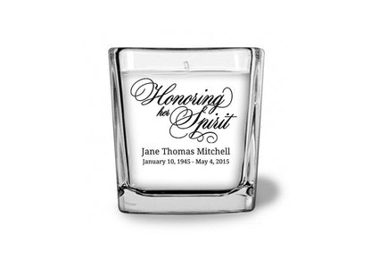 Honoring Her Spirit Glass Cube Memorial Candle - Celebrate Prints