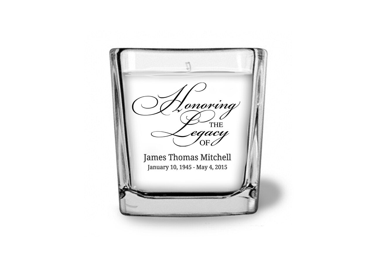 Honoring Legacy Glass Cube Memorial Candle - Celebrate Prints
