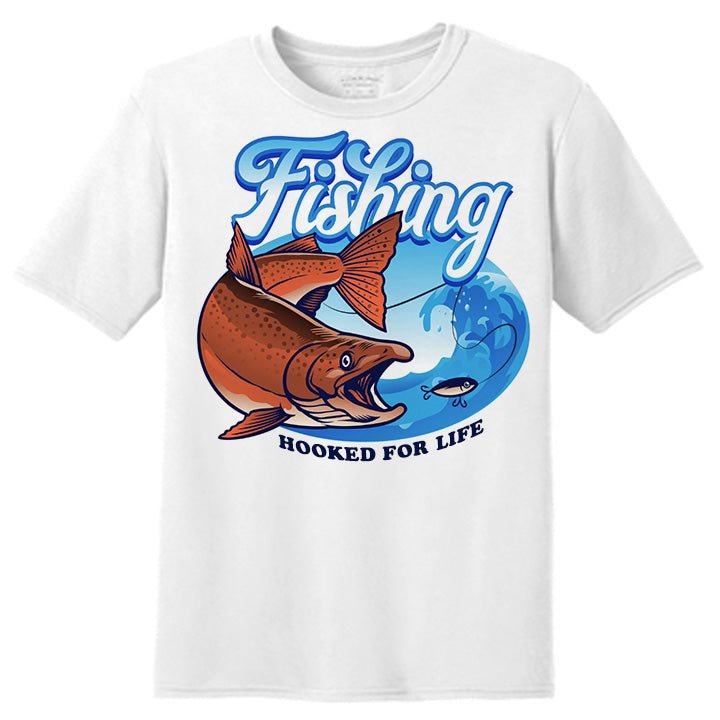 Hooked For Life Fishing Fisherman T-Shirt - Celebrate Prints