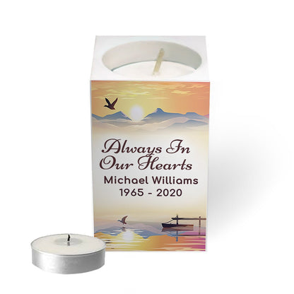 Horizon Personalized Mini Memorial Tea Light Candle Holder - Celebrate Prints