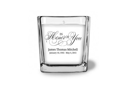 In Honor of You Memorial Glass Cube Candle Holder front