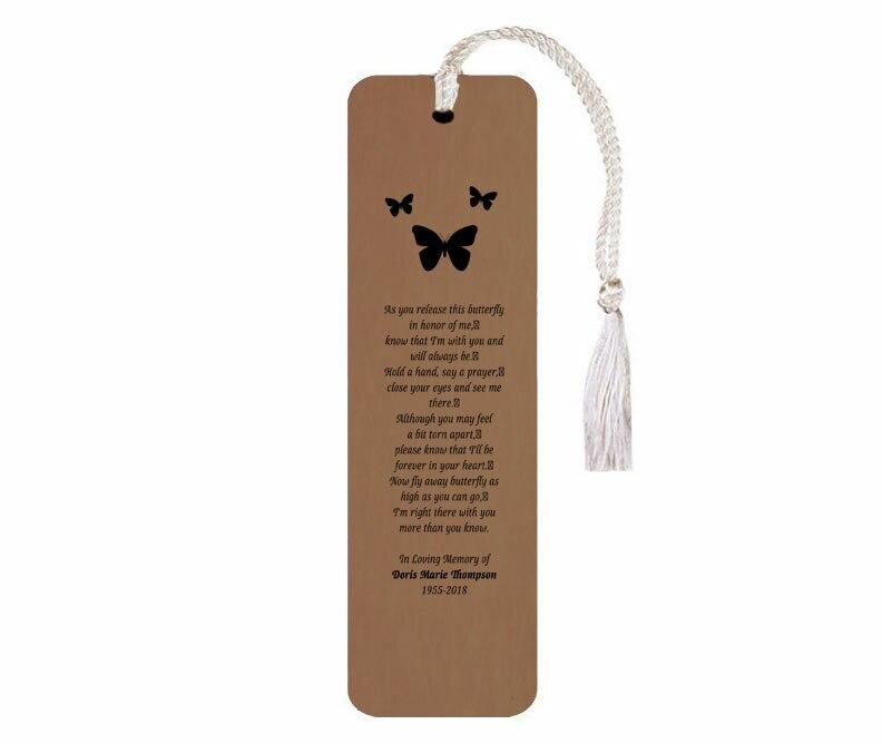 Leatherette Memorial Poem Bookmark Butterfly Release