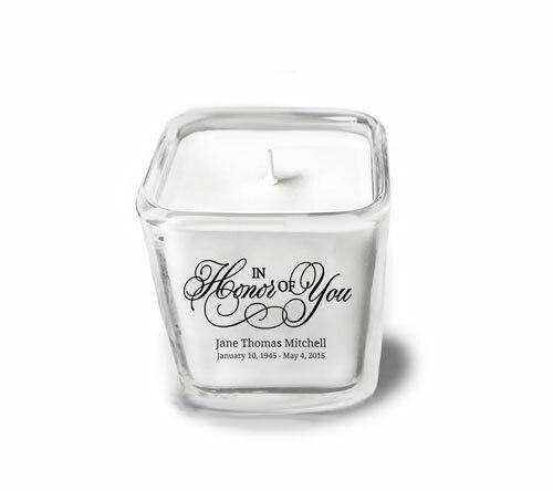 In Honor of You Glass Cube Memorial Candle - Celebrate Prints