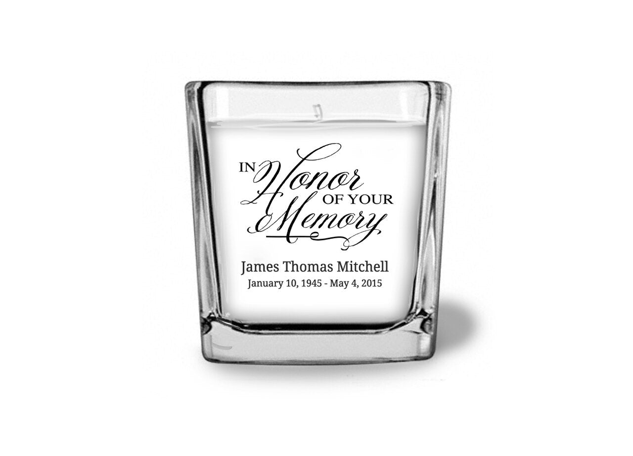 In Honor Of Your Memory Glass Cube Memorial Candle - Celebrate Prints