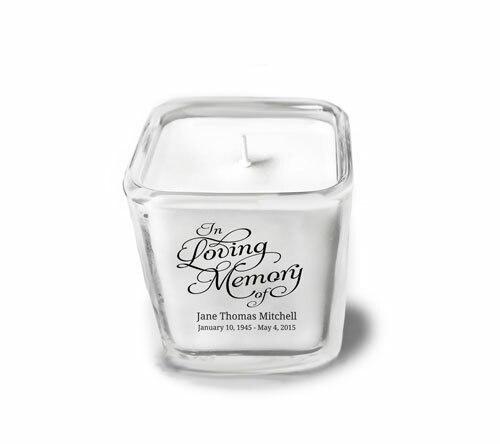 In Loving Memory Personalized Glass Cube Memorial Candle - Celebrate Prints