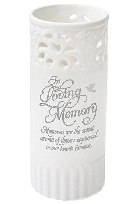 In Loving Memory White Ceramic Flower Memorial Vase - Celebrate Prints