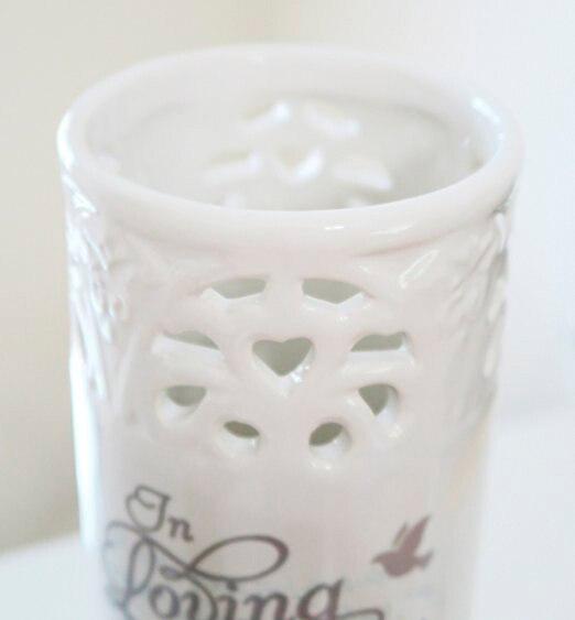 In Loving Memory White Ceramic Flower Memorial Vase - Celebrate Prints