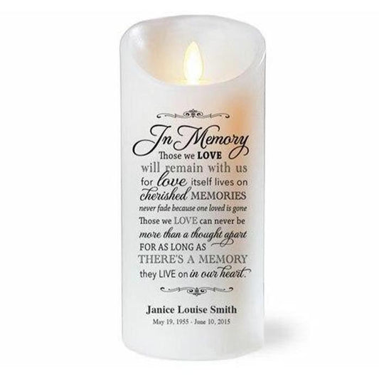 In Memory Dancing Wick LED Personalized Memorial Candle - Celebrate Prints