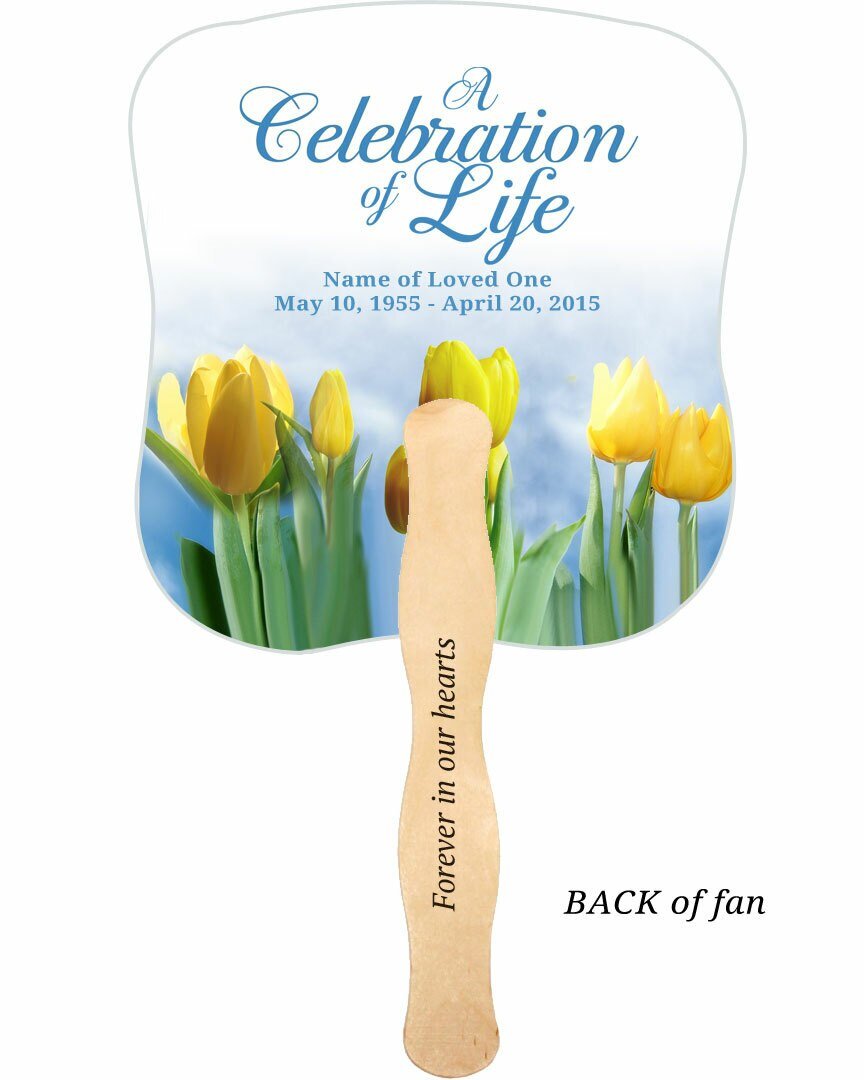 Inspire Memorial Fan With Wooden Handle (Pack Of 10) - Celebrate Prints