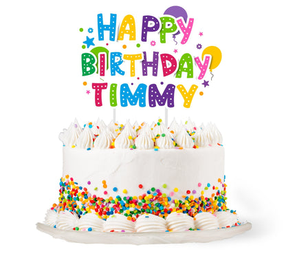 Kids Happy Birthday Cake Topper - Celebrate Prints