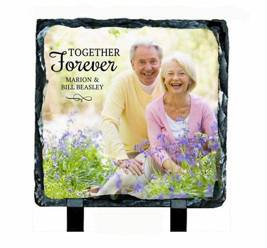 Large Square Memorial Slate Stone Plaque with Stand - Celebrate Prints