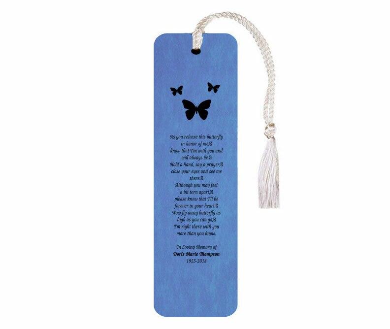 Leatherette Memorial Poem Bookmark Butterfly Release - Celebrate Prints