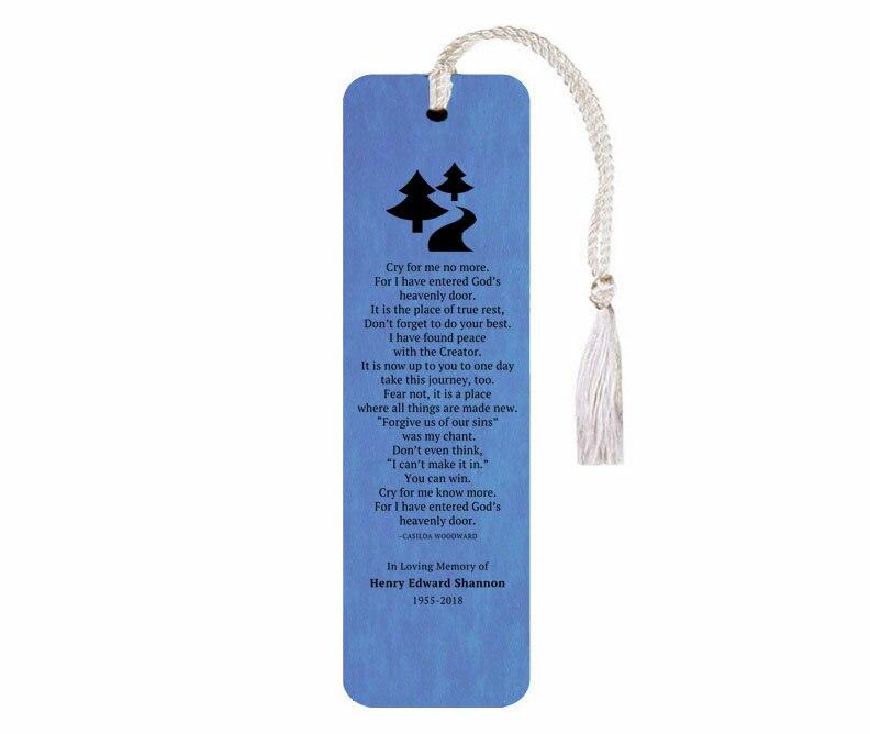 Leatherette Memorial Poem Bookmark Cry For Me No More - Celebrate Prints