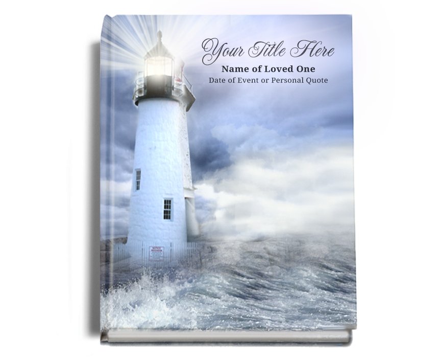 Lighthouse Perfect Bind Memorial Funeral Guest Book - Celebrate Prints
