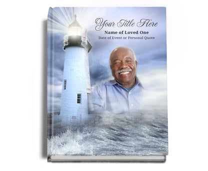 Lighthouse Perfect Bind Memorial Funeral Guest Book - Celebrate Prints