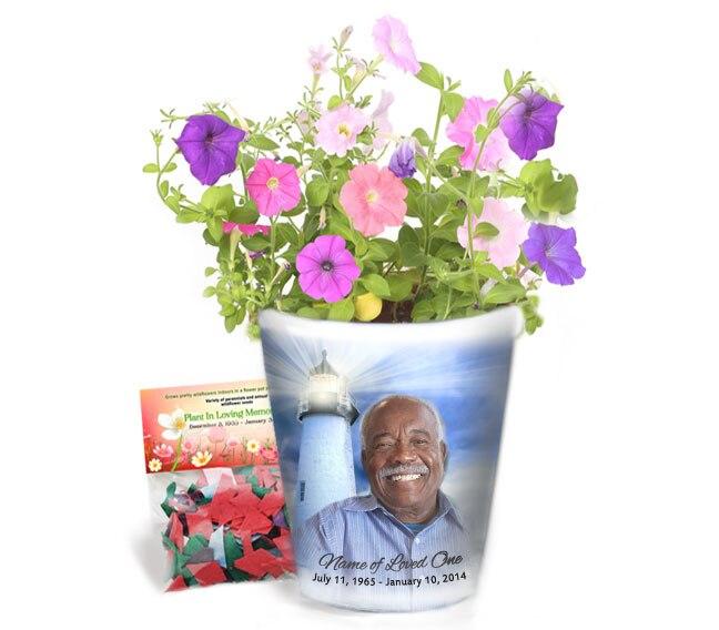 Lighthouse Personalized Memorial Ceramic Flower Pot - Celebrate Prints