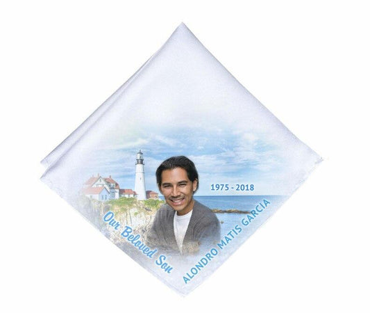 Lighthouse View Personalized Memorial Handkerchief - Celebrate Prints